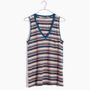 Madewell Whisper Cotton V-neck pocket tank in Fieldgate Stripe